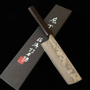 Saji Takeshi SAJITAKESHI Nakiri VG10 Black Damascene Ebony Integrated Handle (165mm)
