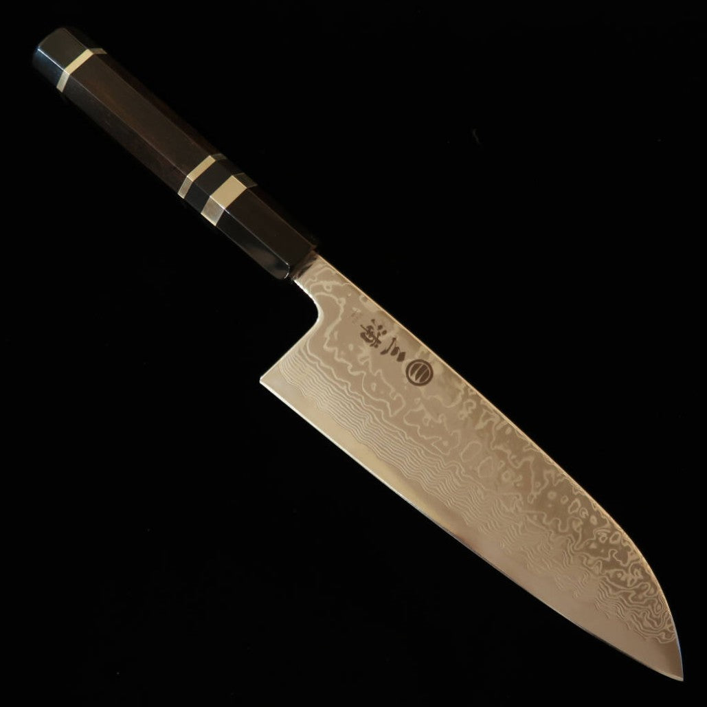 MIURA Miura Santoku SLD damas nickel poli, manche en ébène avec virole argentée (165 mm)