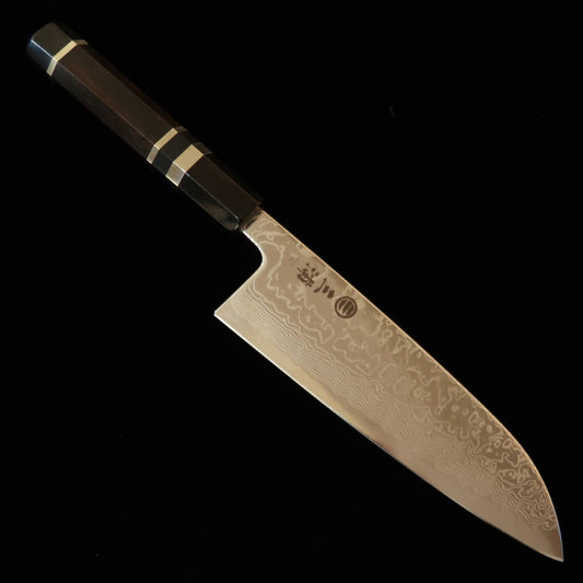 三浦MIURA 三徳 SLD ニッケルダマスカス 磨き 黒檀銀巻柄 （165mm）