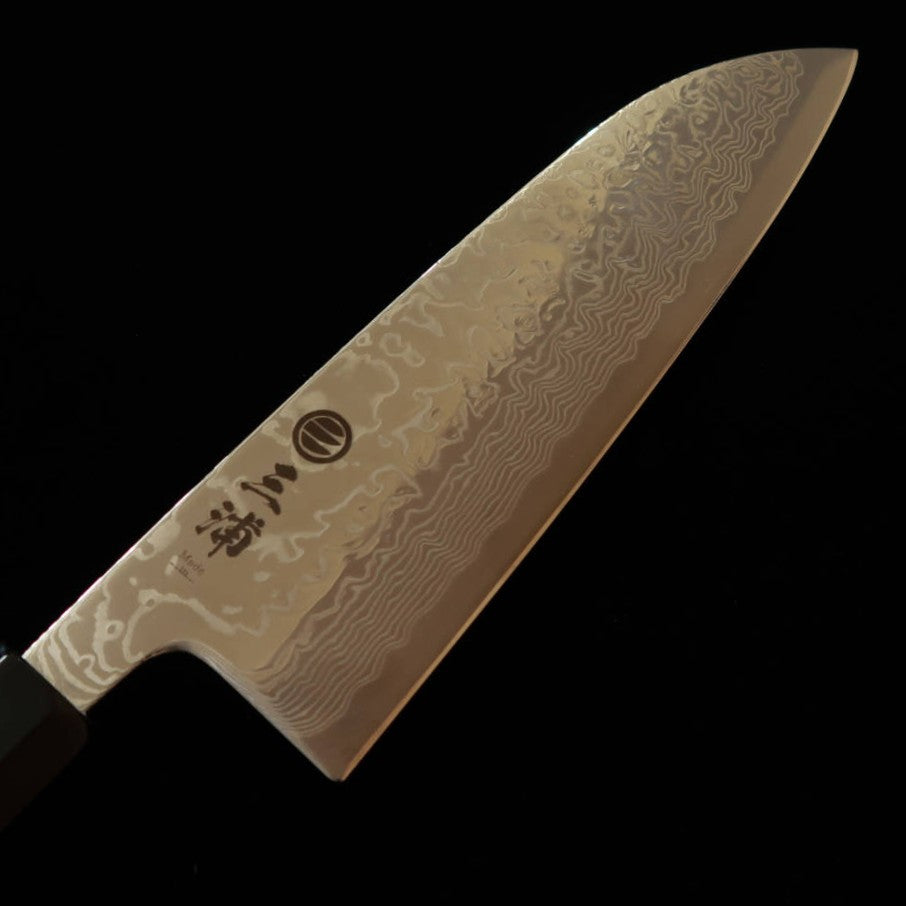 Miura MIURA Santoku SLD Damasco de níquel Polida Cabo em ébano com anel de prata (165 mm)