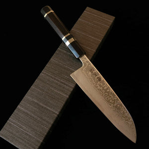 Miura MIURA Santoku SLD Damasco de níquel Polida Cabo em ébano com anel de prata (165 mm)