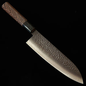 Miura VG10 Blackened Hammered Damascus Santoku Knife with Wenge Octagonal Handle (180mm)