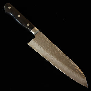 Kotetsu – Santoku VG10, Damasco martelado, cabo em laminado preto (180 mm)