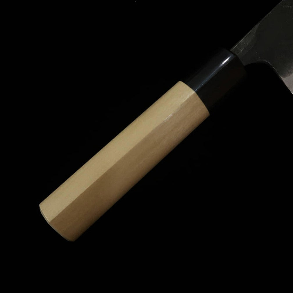MIURA Santoku - Aogami nº2 - Forjado a negro - Cabo em magnólia tipo castanha com chifre de búfalo (165mm)