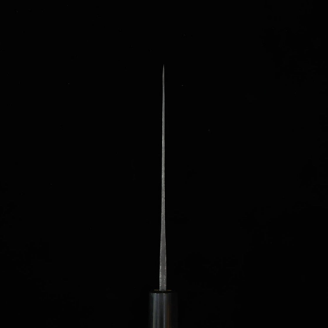 MIURA Santoku - Aogami nº2 - Forjado a negro - Cabo em magnólia tipo castanha com chifre de búfalo (165mm)