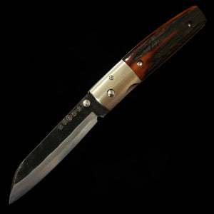 TAKEDA Cutelaria Bitchu Forja Manual por Fumio Inagaki Faca Dobrável Liner Lock Stag