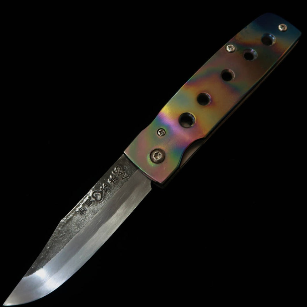 TAKEDA Couteau artisanal de Bitchu Inagaki Fumio Liner Lock Folder Mammouth/Titane