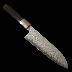 Sakai Kikumori Seiryu Series Santoku VG10 Ebony White Buffalo Horn Handle (180mm)