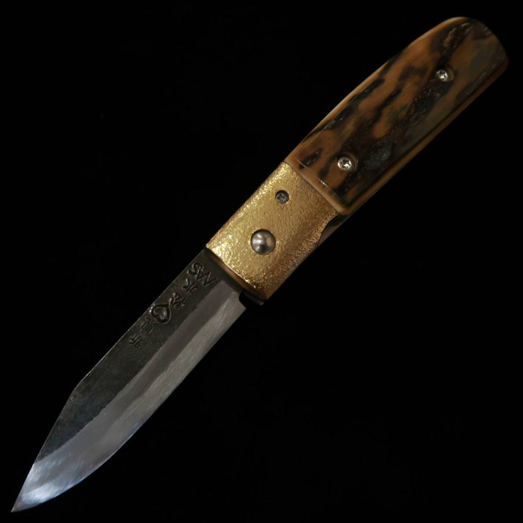 TAKEDA Cutlerie – Forgeron artisanal de Bitchū, œuvre de Fumio Inagaki – Couteau pliant à verrouillage liner, Mammouth