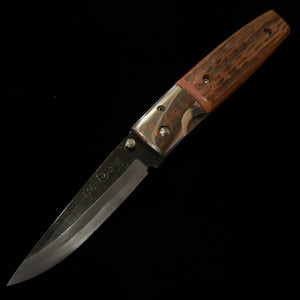 Takeda Cutlery TAKEDA Bitchu Handcrafted Blacksmith Fumio Inagaki's Liner Lock Folder Knife Faux Stag