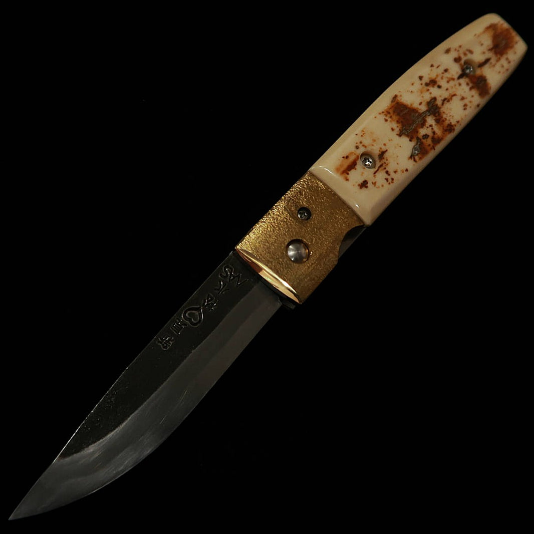 Takeda Hamono TAKEDA Forgeron de Bitchu, œuvre de Fumio Inagaki, couteau pliant liner lock Mammouth blanc