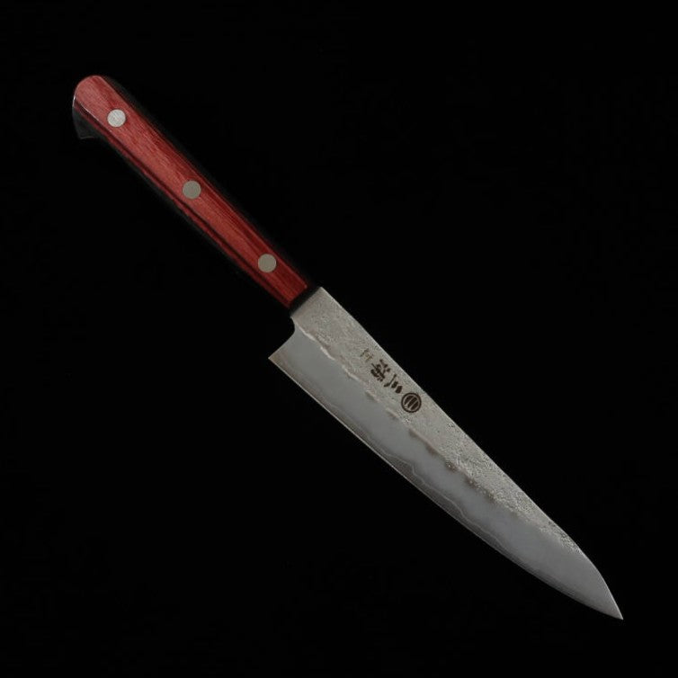 MIURA Petty, Ginsan steel, Nashiji Finish, Red Handle (135mm)