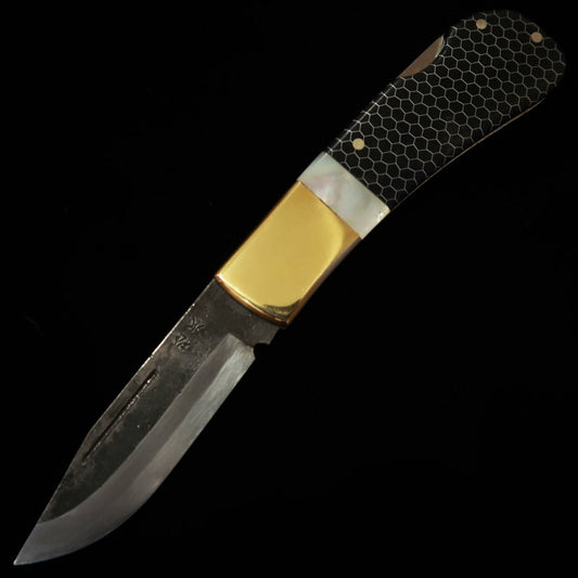 TAKEDA Couteau artisanal de Bitchu Inagaki Fumio Backlock Folder Perle/Nid d’abeille