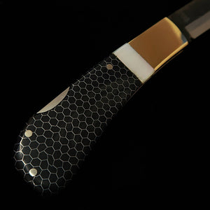 TAKEDA Cutelaria Forjado à Mão Bitchu Inagaki Fumio Faca Dobrável Back Lock Pérola/Favo de Mel
