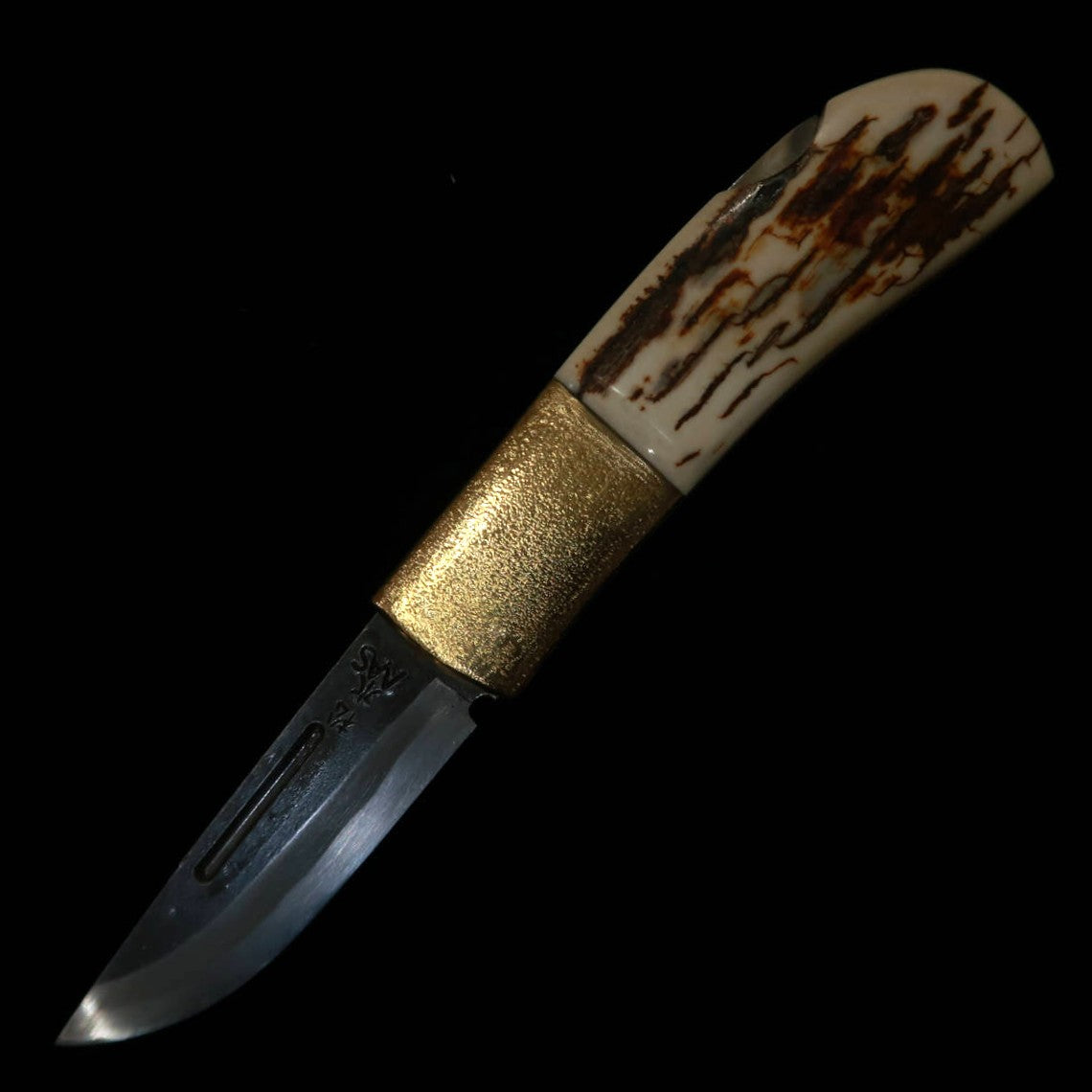 TAKEDA Cutlerie – Forgeron artisanal de Bitchū, œuvre de Fumio Inagaki – Couteau pliant à verrouillage arrière, Mammouth blanc