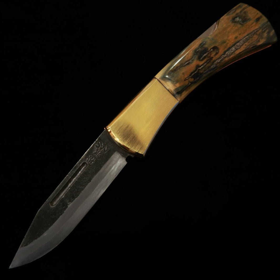 TAKEDA Cutlerie – Forgeron artisanal de Bitchū, œuvre de Fumio Inagaki – Couteau pliant à verrouillage arrière, Mammouth
