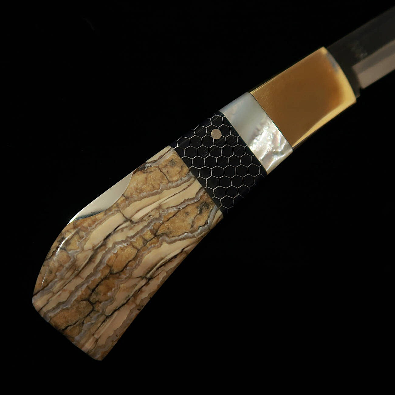 Takeda Cutelaria TAKEDA Bitchu Forjado à Mão por Fumio Inagaki Faca Folder Back Lock Pérola/Dente de Mamute/Favo de Mel