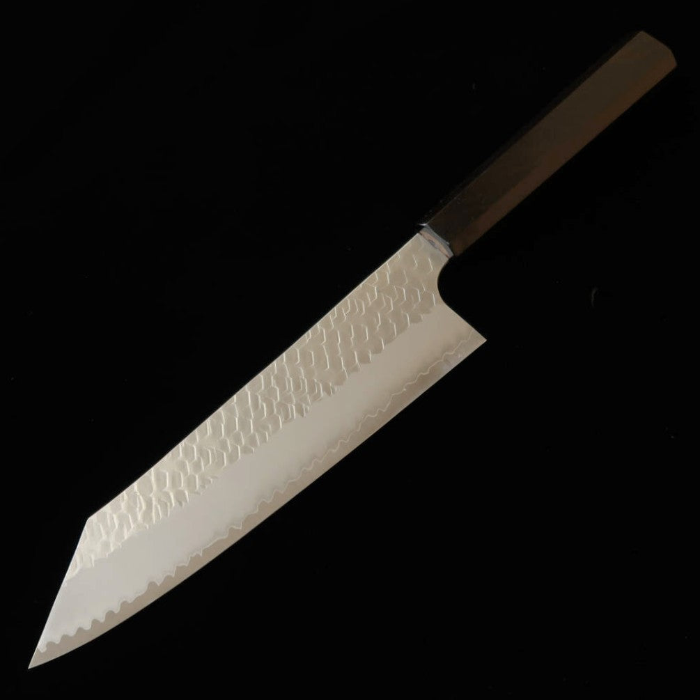 二唐刃物鍛造所 NIGARA SG2 磨き槌目 切付牛刀 黒檀一体型柄 (210mm)