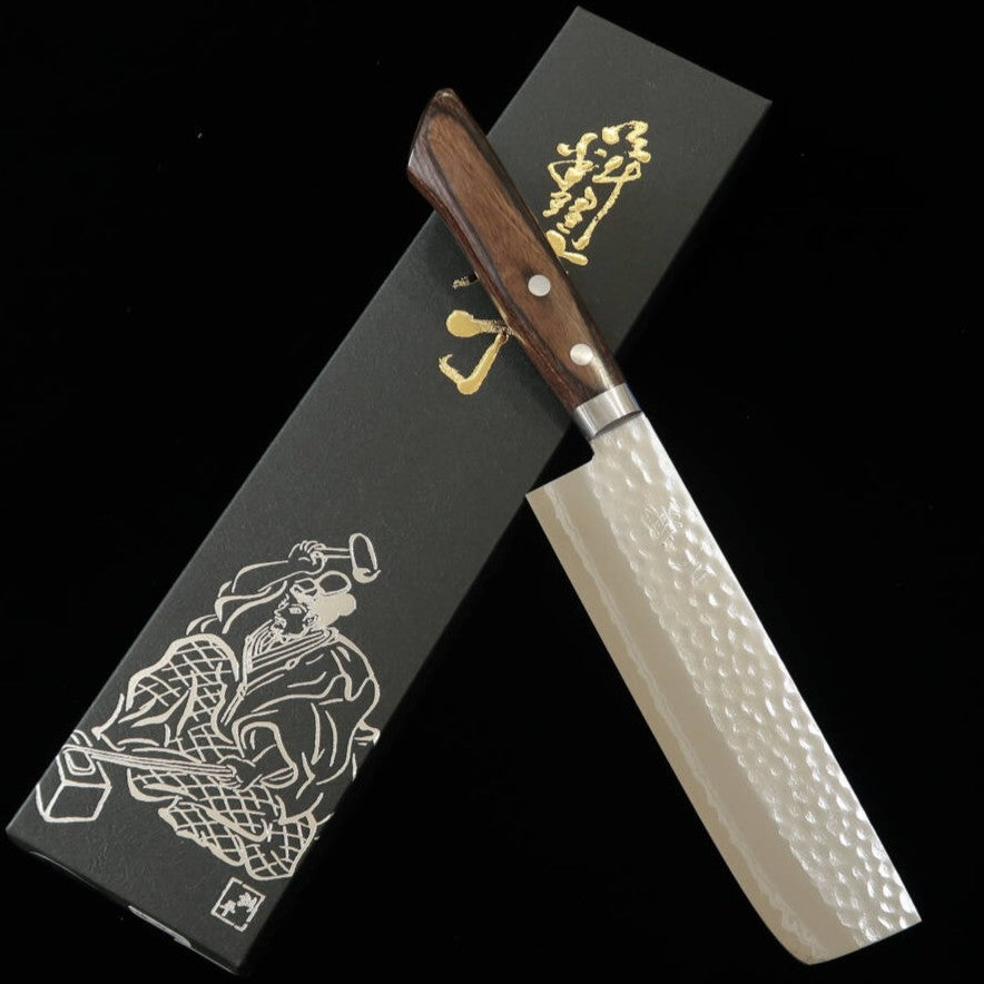 MIURA Kokuryu Nakiri VG10 Damascus Brown Ash Handle (170mm)