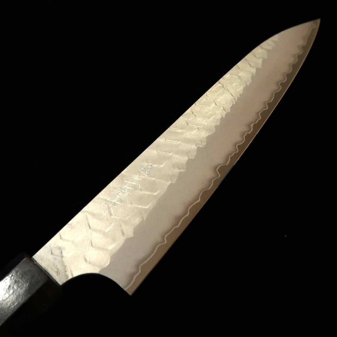 NIGARA Nito Hamono Tanrensho Petty SG2 pulido, acabado martillado, mango integral de ébano (150 mm)