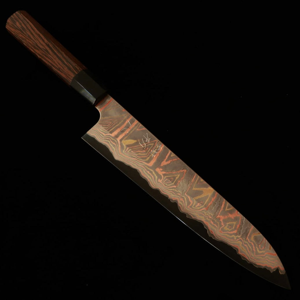 牛刀210mm HATSUKOKORO初心 青二鋼 有色ダマスカス 黒檀八角柄 初心 HATSUKOKORO – 三浦刃物店 Miura Knives