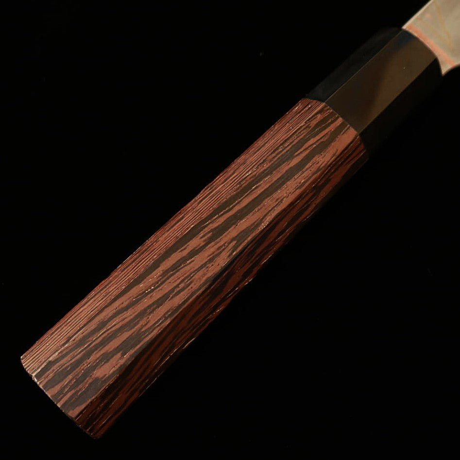 Hatsukokoro Aogami No. 2 Damascus Steel Knife, Blackened Finish, Wendtwood Handle (240mm)