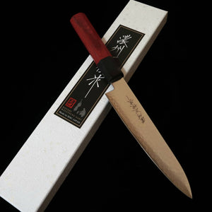 V.ROAD  濃州正恒作 Nosyu Masatsune ペティ VG10 全面ダマスカス 積層強化合板柄 赤×黒（150mm）