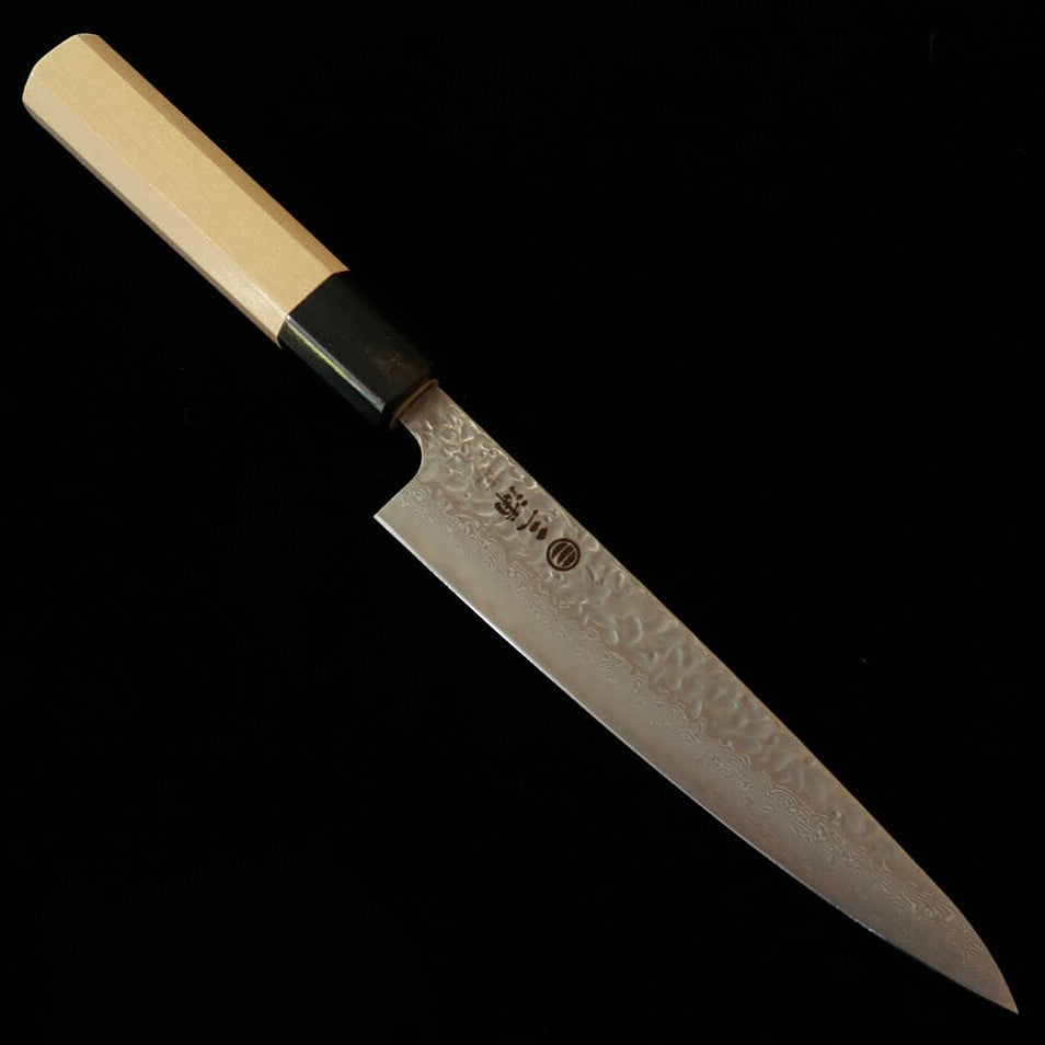 三浦 MIURA ペティ AUS10 マットダマスカス 槌目 朴水牛八角柄 （150mm）