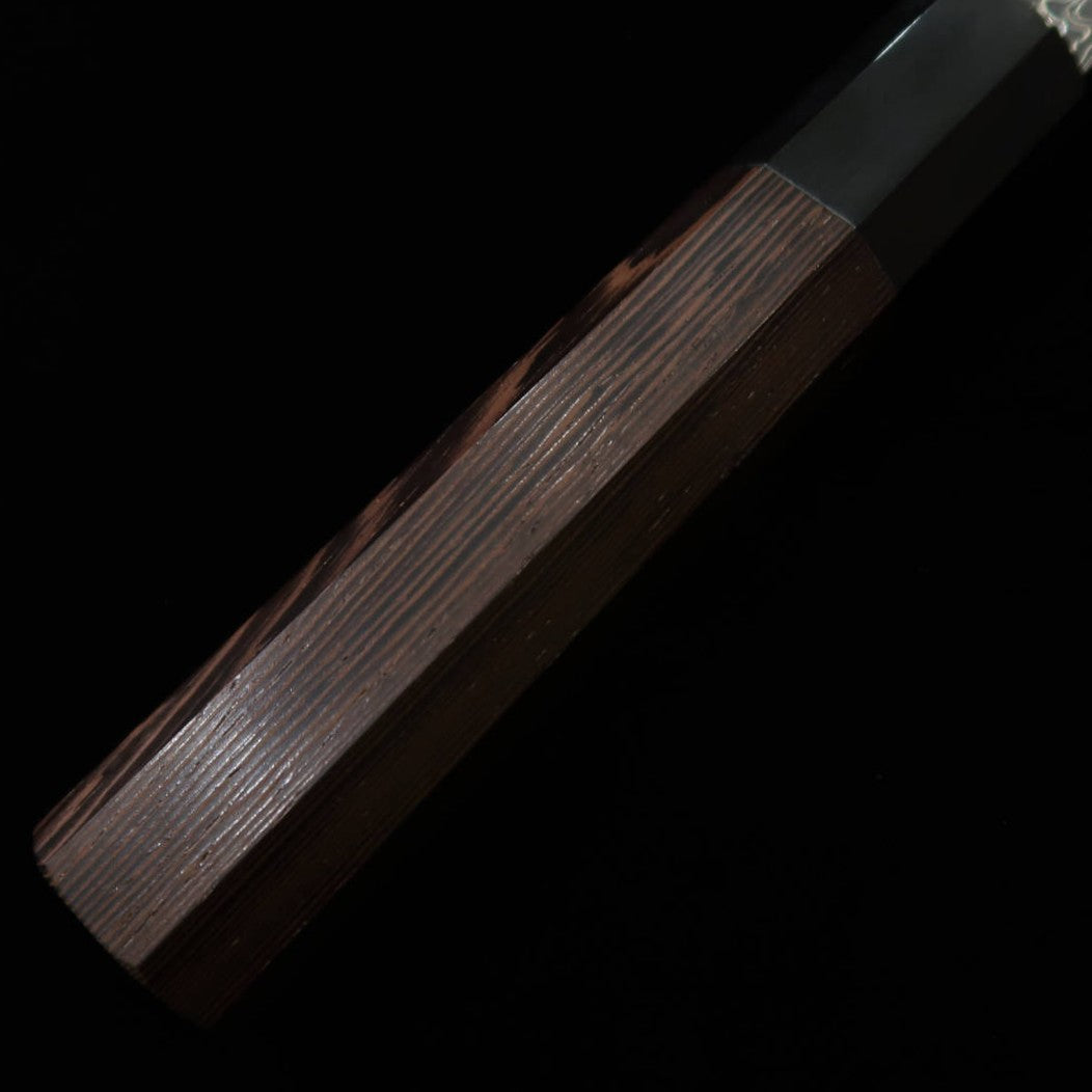 Gyuto MIURA Ryuhyo SG2 Damasco ennegrecido Mango octogonal de cuerno negro de búfalo de agua y wengué (240mm)
