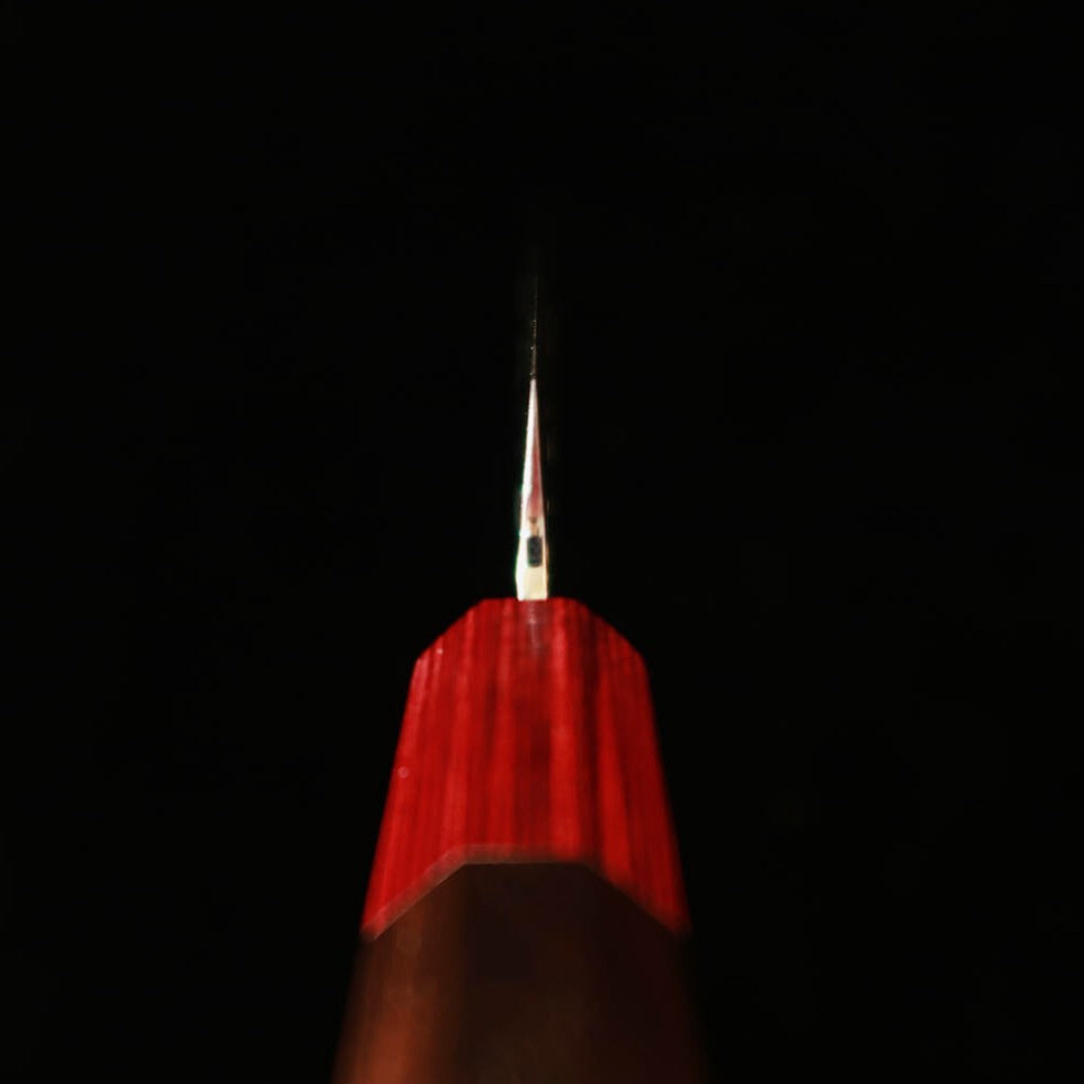 STYLE-K Makoto Kurosaki Petty Knife, Flame Kaen, Coreless Damascus with Hammered Ebony Octagonal Handle (135mm)