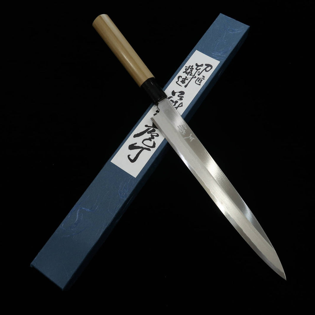 MIURA Yanagiba acier bleu n°2, manche en magnolia (210/240 mm)