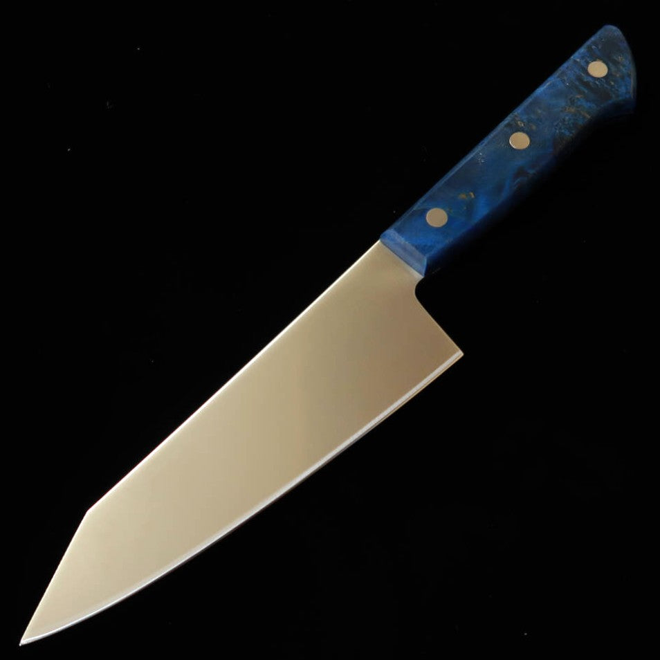 MIURA kiritsuke santoku acero inoxidable, mango de madera estabilizada azul (160 mm)