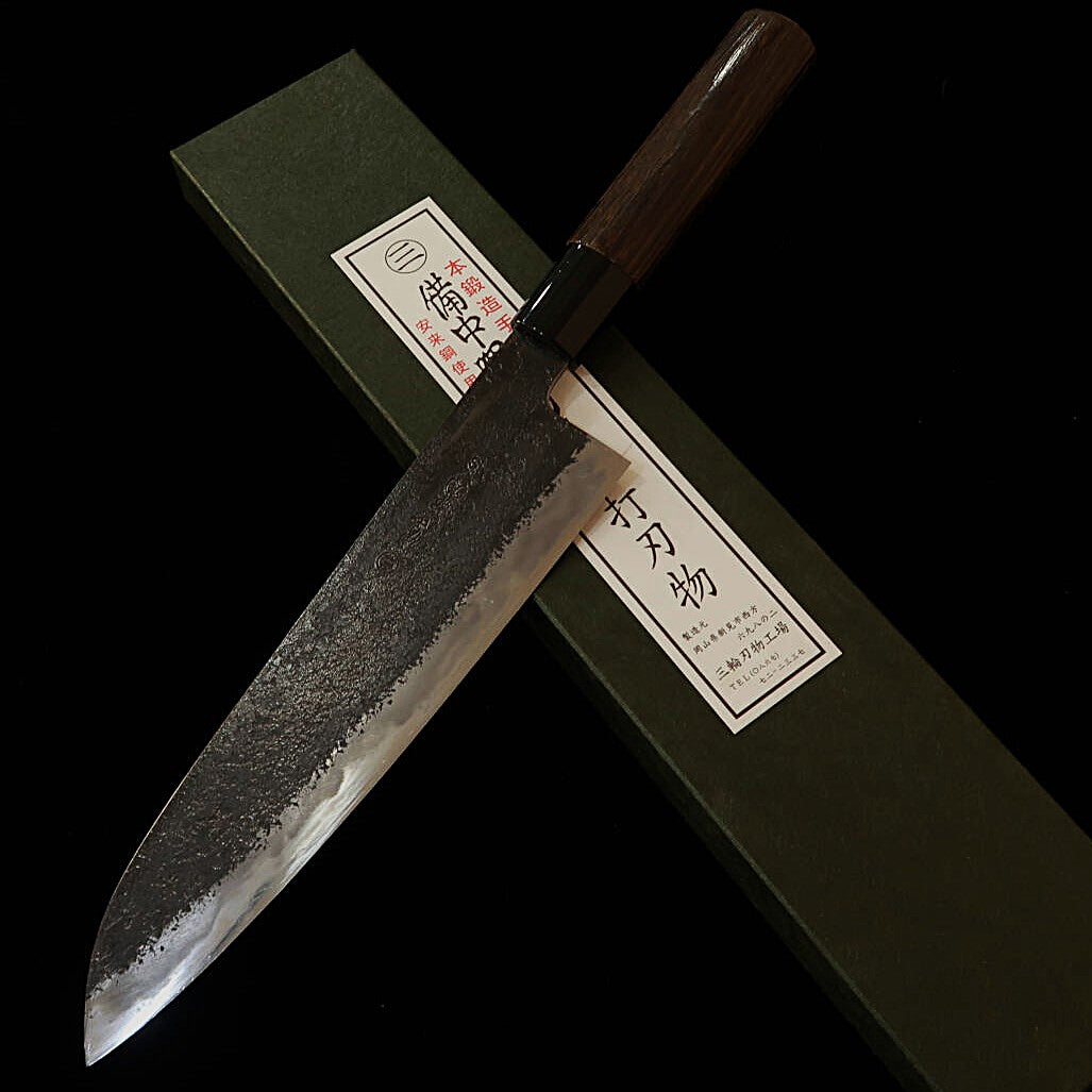 Miwa Hamono Gyuto Aogami No. 1, Burnt Chestnut Handle (210mm)