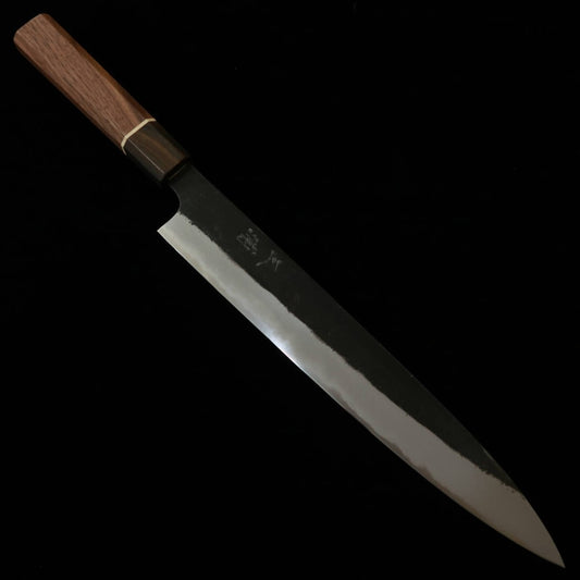 Miura Genbu Shirogami No. 2 Black Sujihiki Slicer with Walnut Octagonal Handle (225mm)