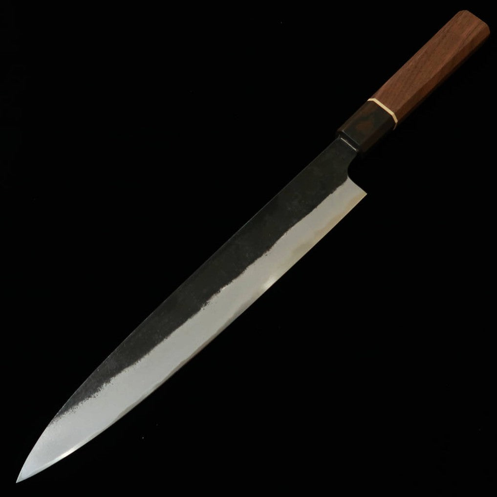 Miura Genbu Shirogami No. 2 Black Sujihiki Slicer with Walnut Octagonal Handle (225mm)