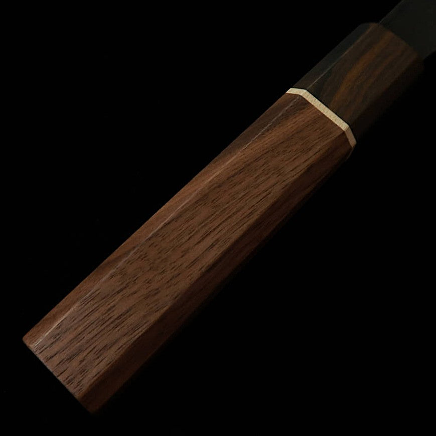 Miura Genbu Shirogami No. 2 Black Sujihiki Slicer with Walnut Octagonal Handle (225mm)