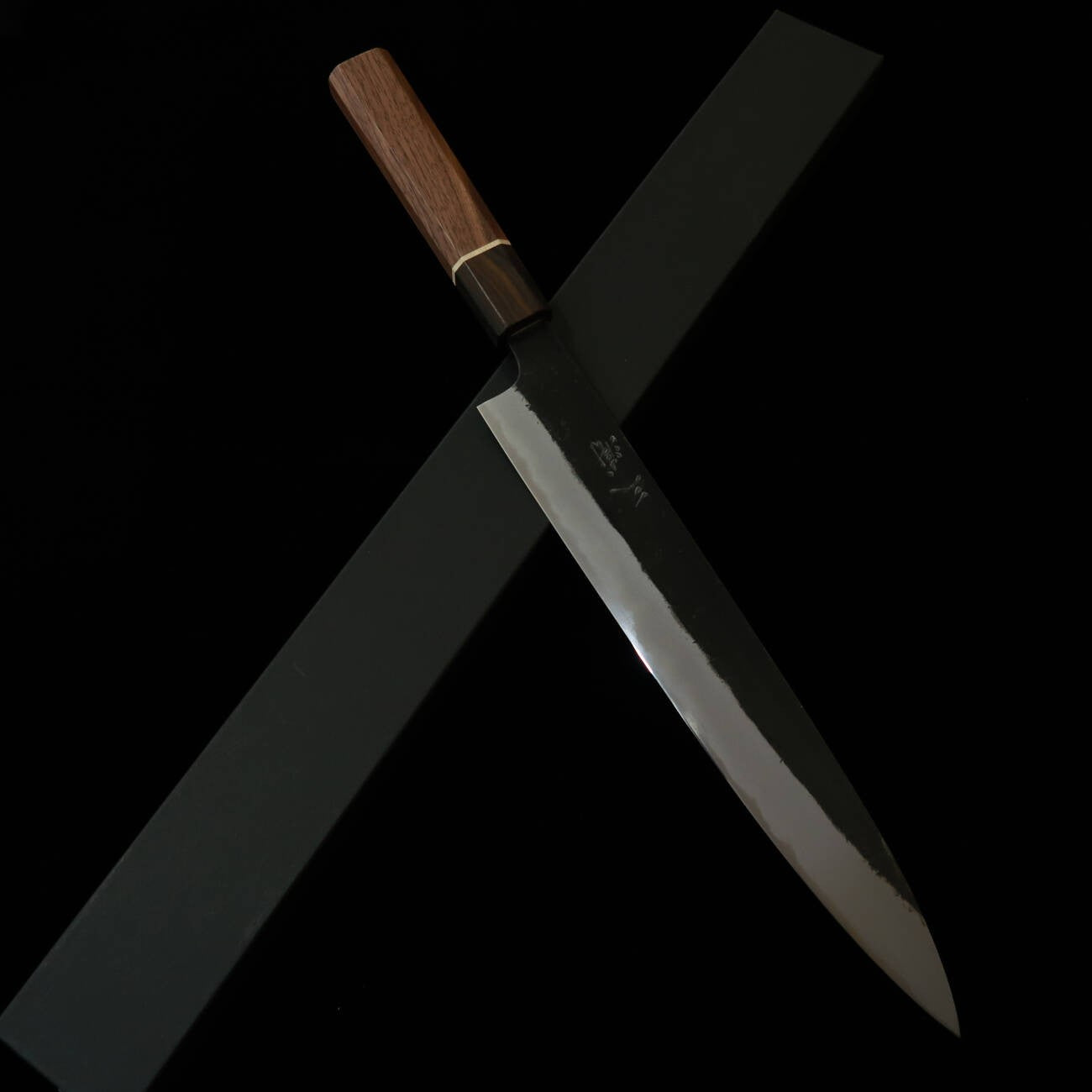 Miura Genbu Shirogami No. 2 Black Sujihiki Slicer with Walnut Octagonal Handle (225mm)