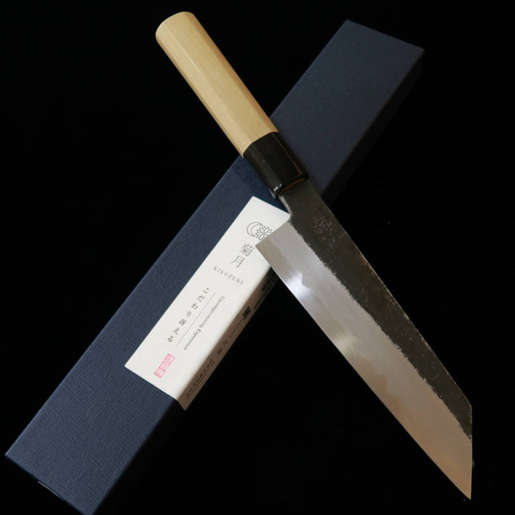 堺菊守SAKAIKIKUMORI 菊月 黒 切付三徳 白紙二号 朴八角柄（180mm）