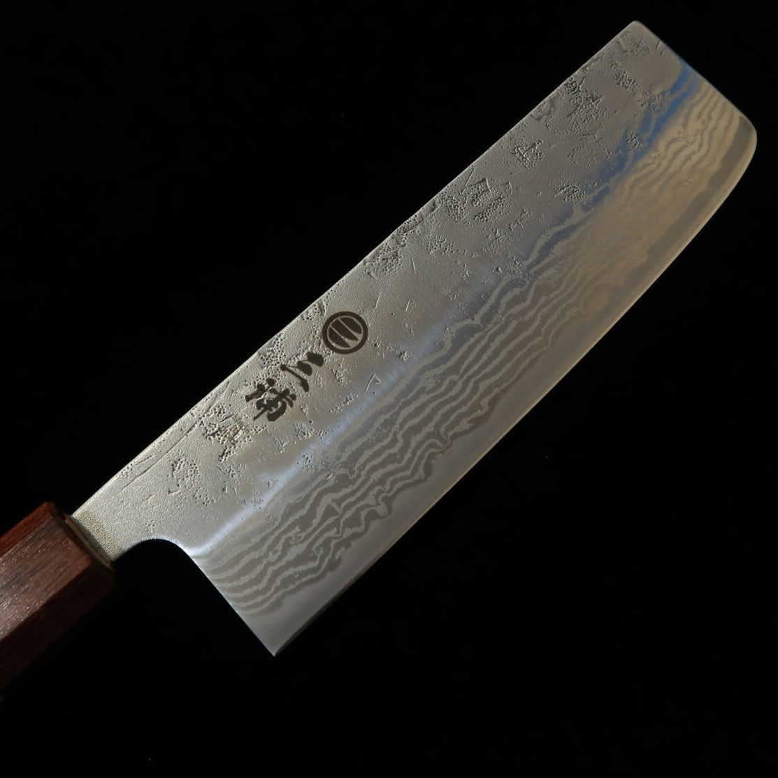 Miura Nakiri (Vegetable Knife), Swedish Steel, Damascus Steel with Keyaki Handle (165mm)