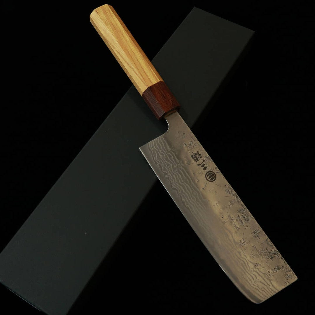 Miura Nakiri (Vegetable Knife), Swedish Steel, Damascus Steel with Keyaki Handle (165mm)