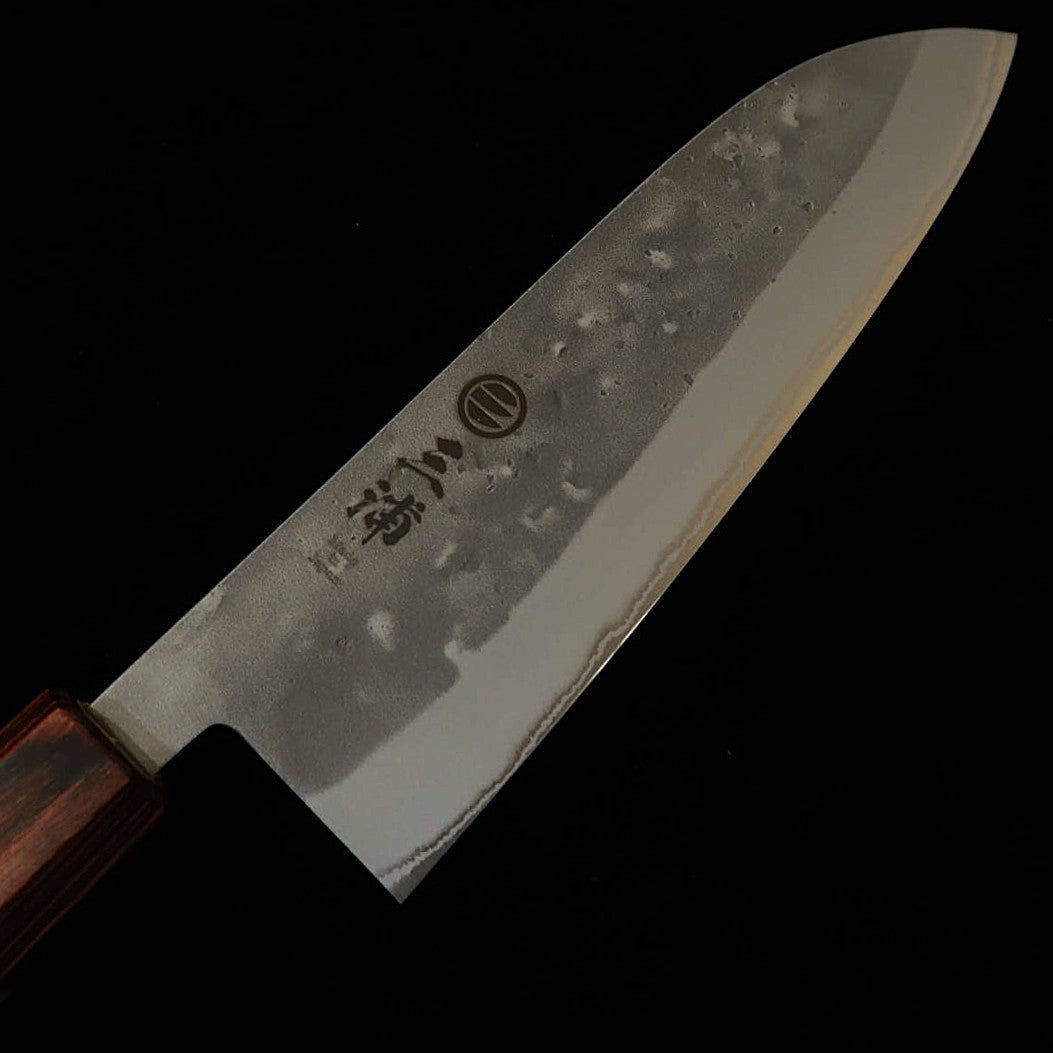 Miura Santoku knife, forged blue paper with a satin finish and a keyaki wood handle (165mm)