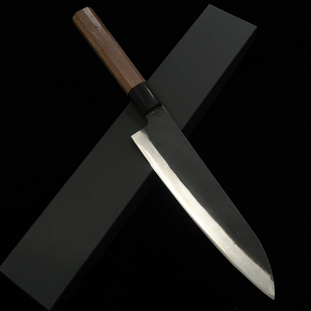 MIURA, Gyuto, Acier Aogami n°1, finition Kuro-uchi, Manche octogonal en noyer (210mm)