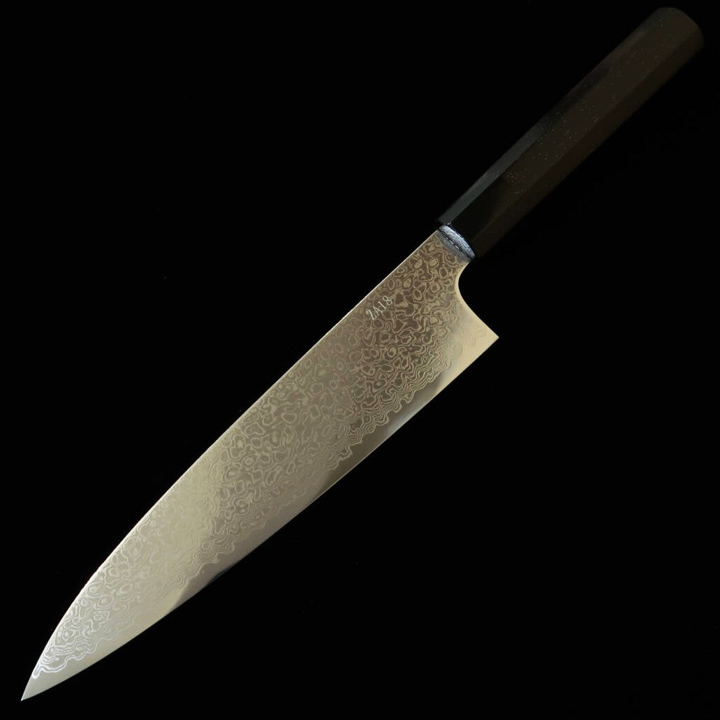 Miura Chef's Knife ZA18 Damascus with Ebony Octagonal Handle (210mm)