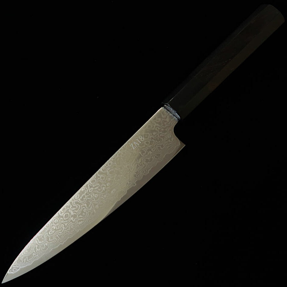 Miura Petty Knife ZA18 Damascus with Ebony Octagonal Handle (150mm)