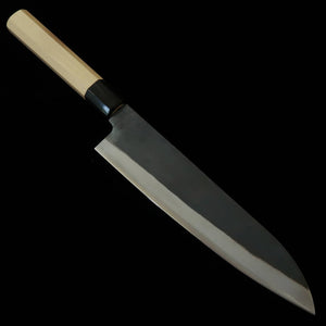 三浦 MIURA 牛刀 青紙一号 ステンクラッド 黒打ち 朴八角柄 (210mm)