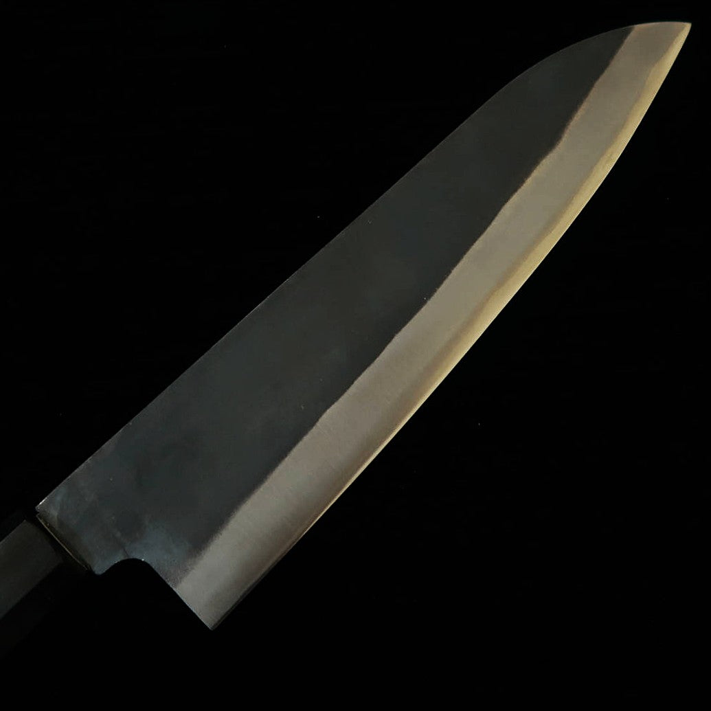 Miura Chef's Knife, Blue Paper No. 1, Stainless Steel Clad, Black Finish, with Paulownia Octagonal Handle (210mm)