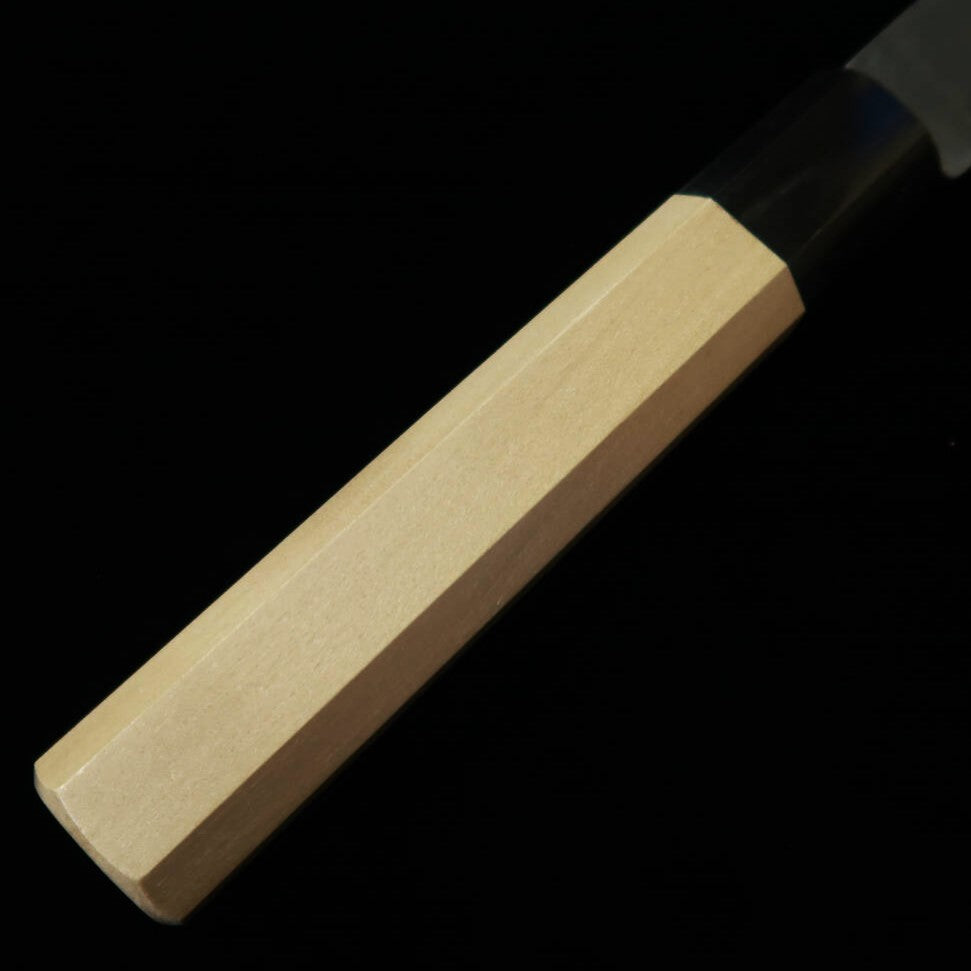 Miura Chef's Knife, Blue Paper No. 1, Stainless Steel Clad, Black Finish, with Paulownia Octagonal Handle (210mm)