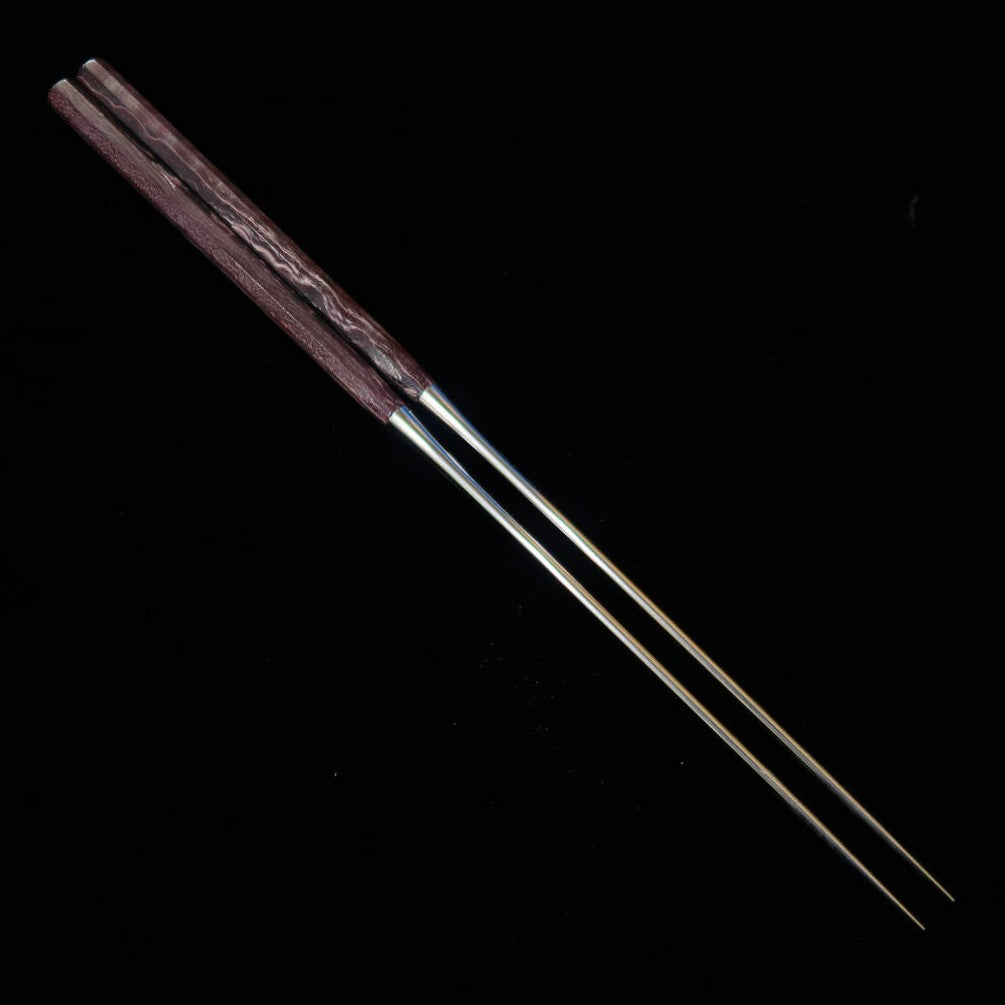 三浦 MIURA 盛り箸 紫スタビライズウッド柄 鞘付き（150/180mm）