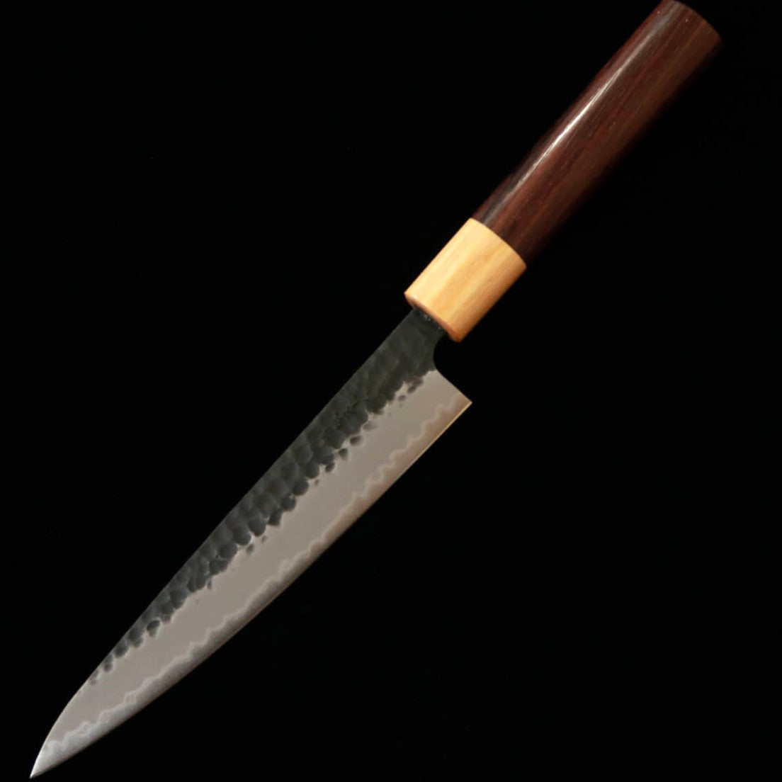 三浦MIURA ペティ 青紙スーパー 黒打 紫檀柄（150mm）