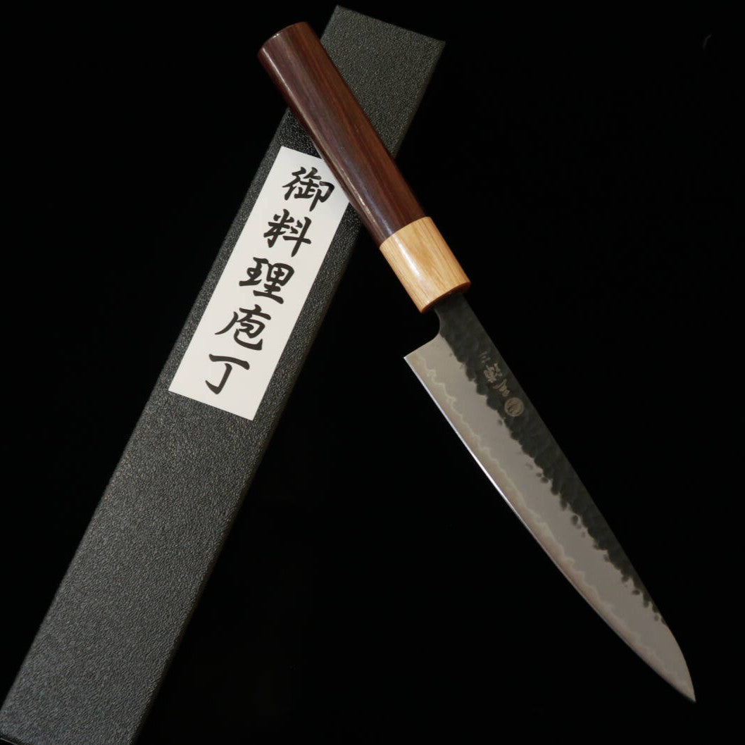 Miura MIURA Petty Aogami Super, finition kuro-uchi, manche en palissandre (150 mm)